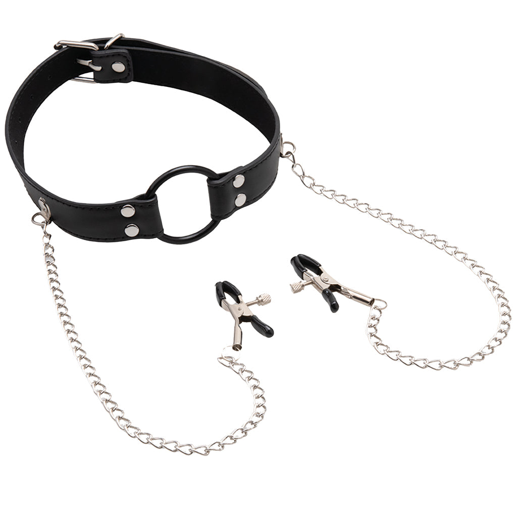Open Mouth Gag with Nipple Clips Bondage and Fetish > Nipple Stimulators & Clamps - Tophatter Daily Deals