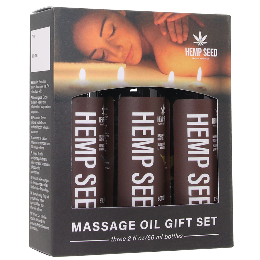 Hemp Seed Massage Oil Gift Set in 3 x 2oz/60ml - Tophatter's Adult Sex Toys Online Lubes and Lotions > Erotic Massage Oils - Tophatter Daily Deals