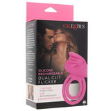 Dual Clit Flicker Vibrating Cock Ring in Pink - Tophatter's Adult Products Cock Rings - Tophatter Daily Deals