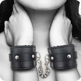 Black & White Plush Wrist Cuffs Bondage and Fetish > Wrist and Ankle Cuffs - Tophatter Daily Deals