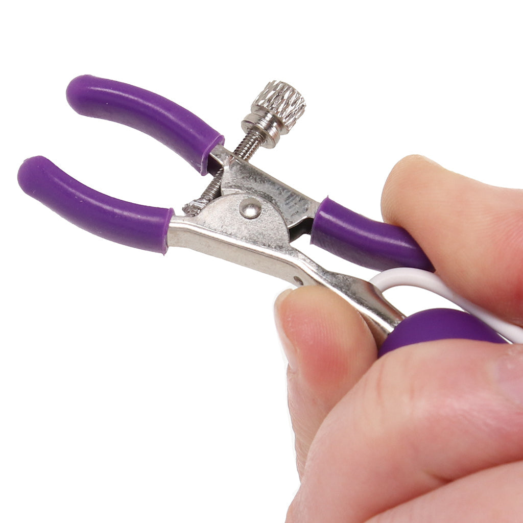 10 Function Vibrating Nipple Clamps in Purple Bondage and Fetish > Nipple Stimulators & Clamps - Tophatter Daily Deals