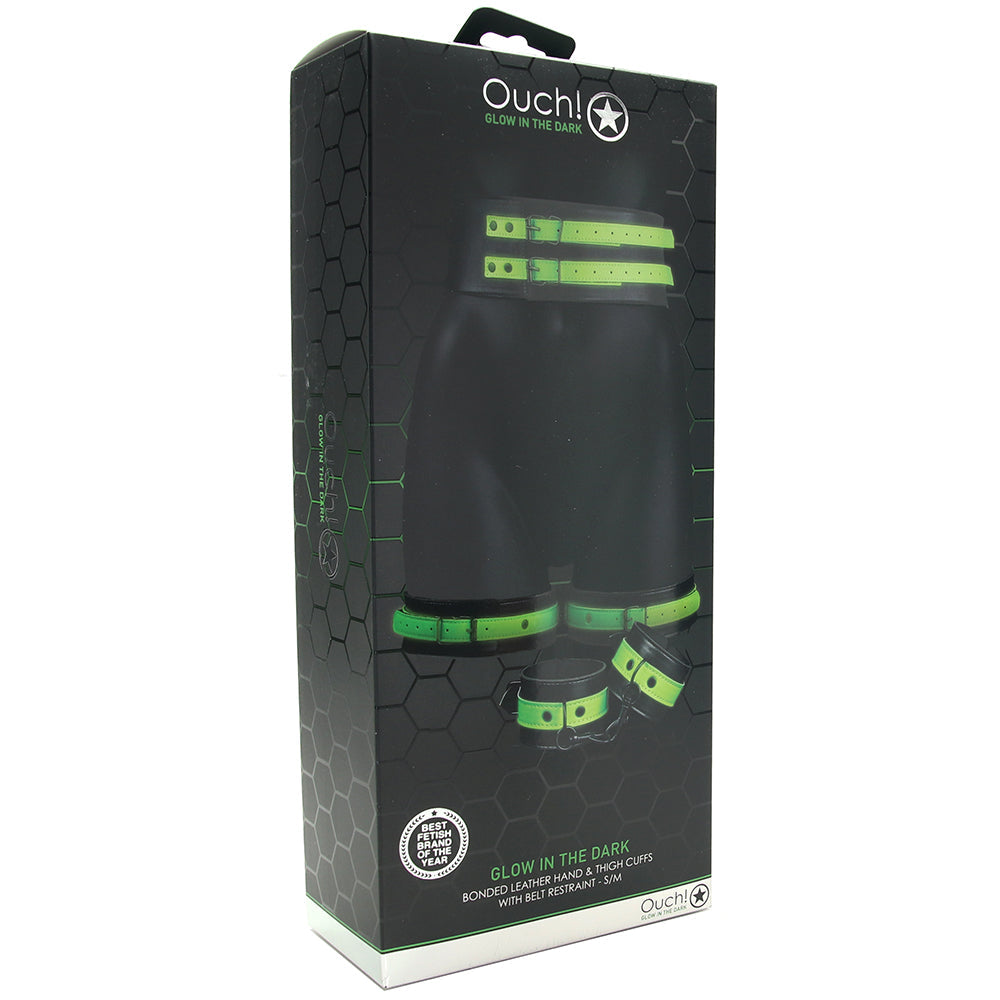 Ouch! Glow In The Dark Bondage Belt with Cuffs /M Bondage and Fetish > Men's Bondage Wear - Tophatter Daily Deals