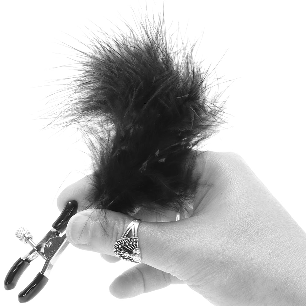 Lux Fetish Feathered Nipple Clips - Tophatter's Adult Sex Toys Online Bondage and Fetish > Nipple Stimulators & Clamps - Tophatter Daily Deals