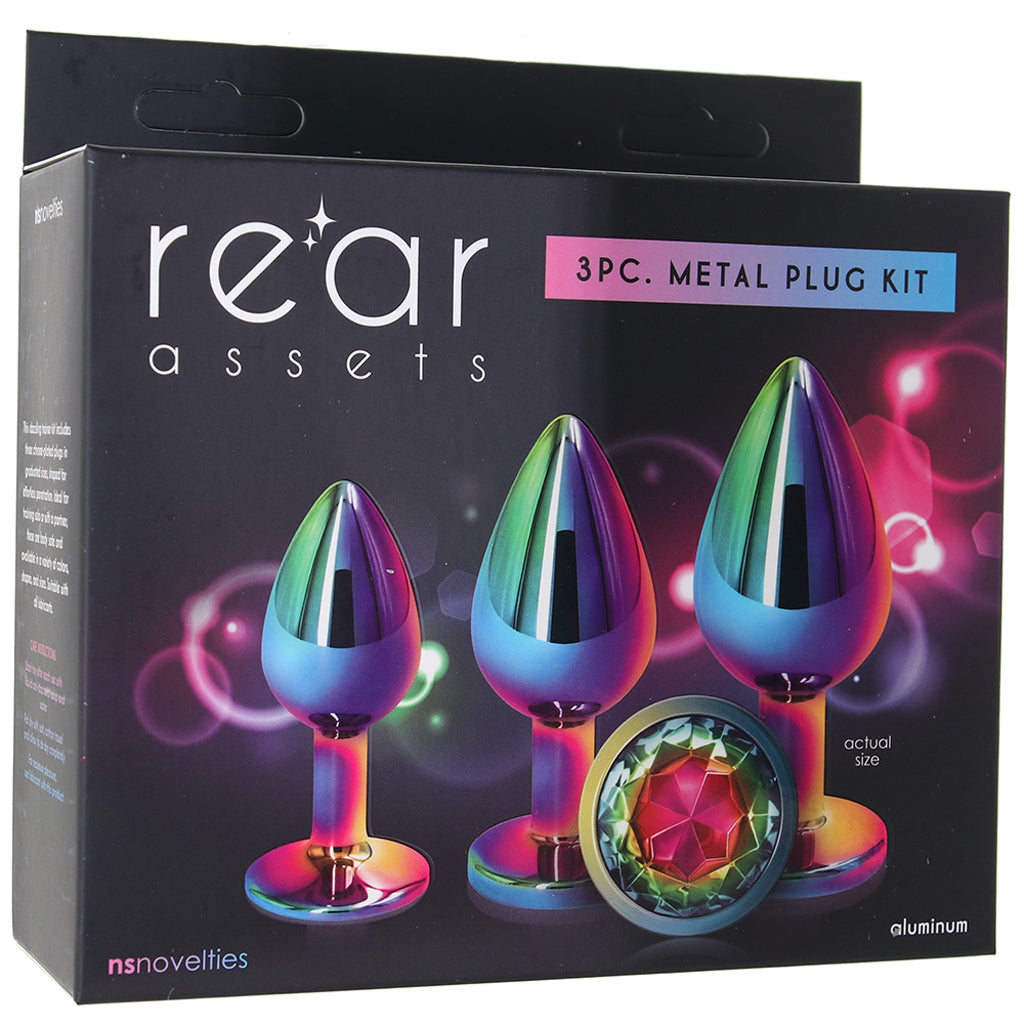 Rear Assets Round Gem Metal Plug Kit in Rainbow Anal Sex Toys > Butt Plugs - Tophatter Daily Deals