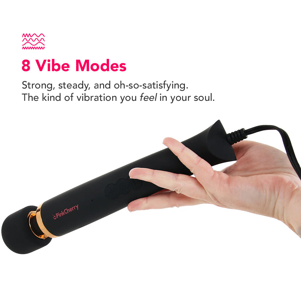 PinkCherry Premium Powered Wand in Black Vibrators > Wands - Tophatter Daily Deals