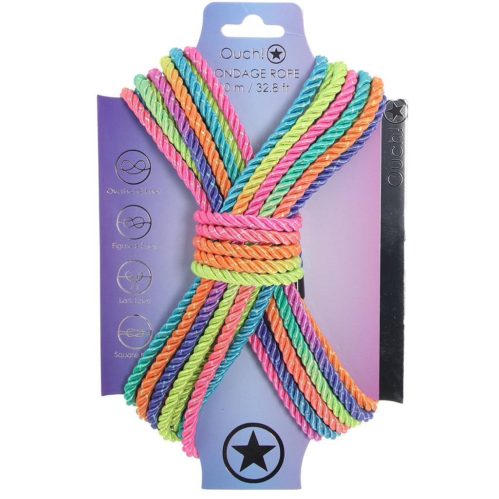 Ouch! 32.8'/10m Bondage Rope in Vibrant Rainbow Bondage and Fetish > Restraints - Tophatter Daily Deals