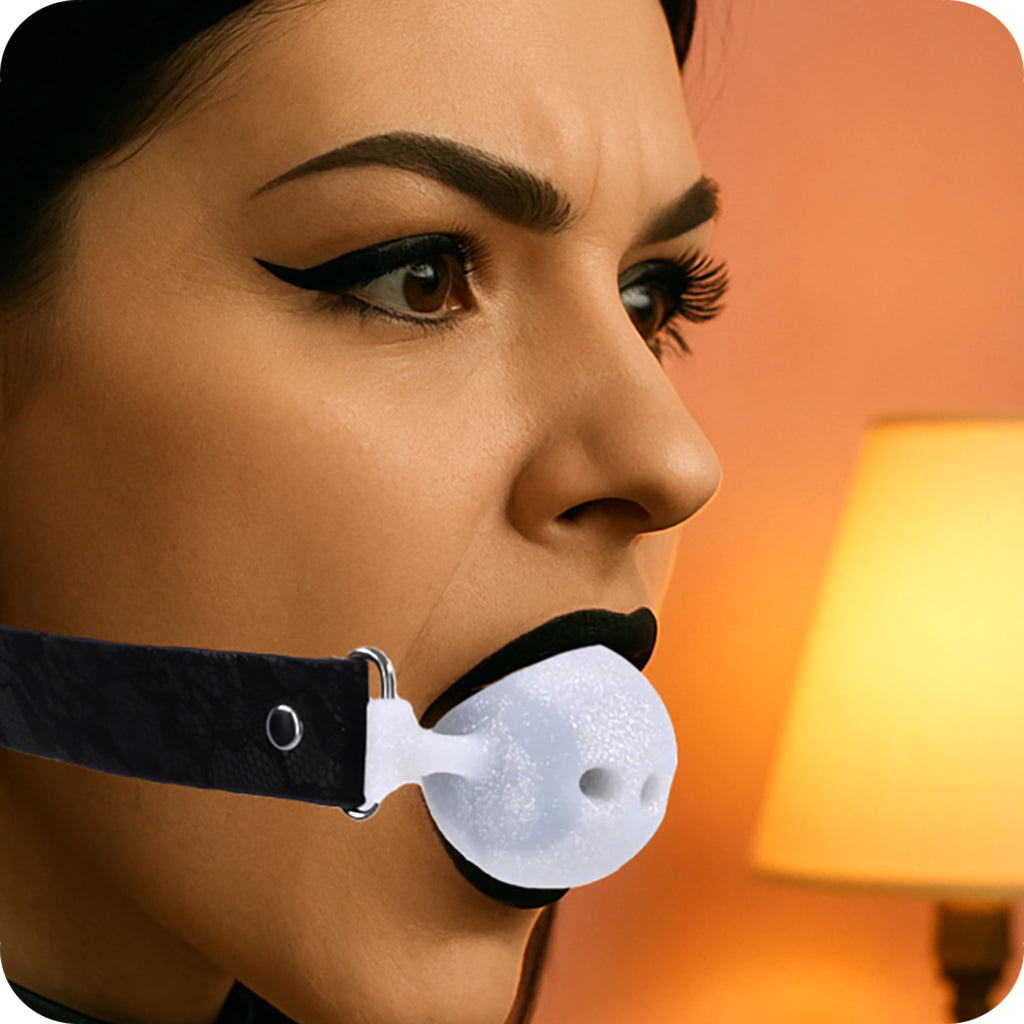 Sex & Mischief Lace Silicone Breathable Ball Gag Bondage and Fetish > Ball Gags & Mouth Restraints - Tophatter Daily Deals