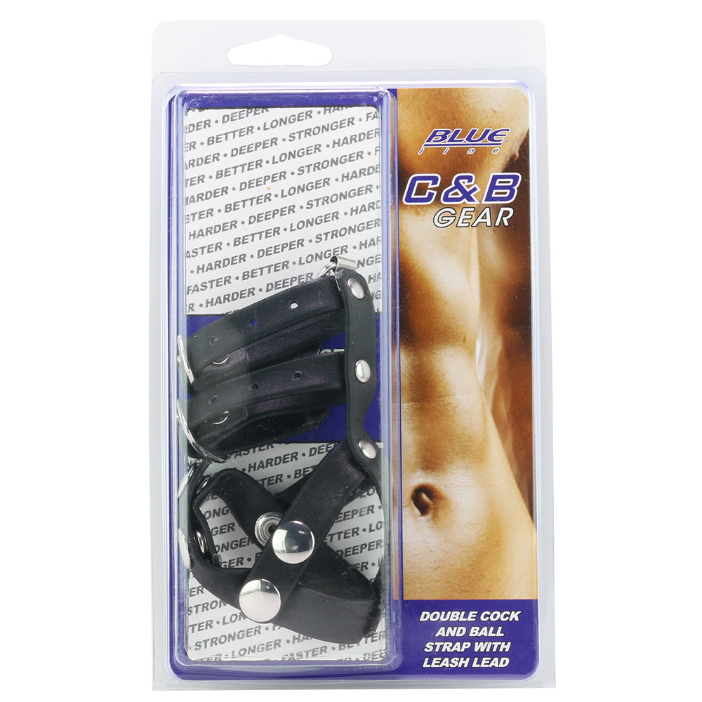 Blue Line Double Cock and Ball Strap with Leash Lead Bondage and Fetish > Cock and Ball Devices - Tophatter Daily Deals