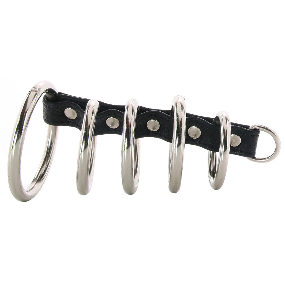 Blue Line 5 Ring Steel Gates of Hell Cock Cage with Lead - Tophatter's Adult Sex Toys Online Bondage and Fetish > Tools & Accessories - Tophatter Daily Deals