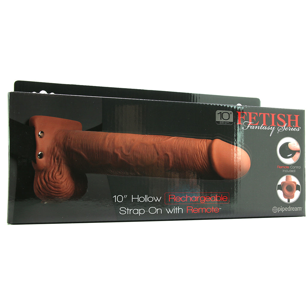 10 Inch Hollow Vibrating Strap-On with Remote in Tan Dildo Sex Toys > Strap-On and Harnesses - Tophatter Daily Deals
