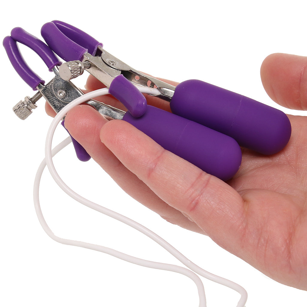 10 Function Vibrating Nipple Clamps in Purple Bondage and Fetish > Nipple Stimulators & Clamps - Tophatter Daily Deals