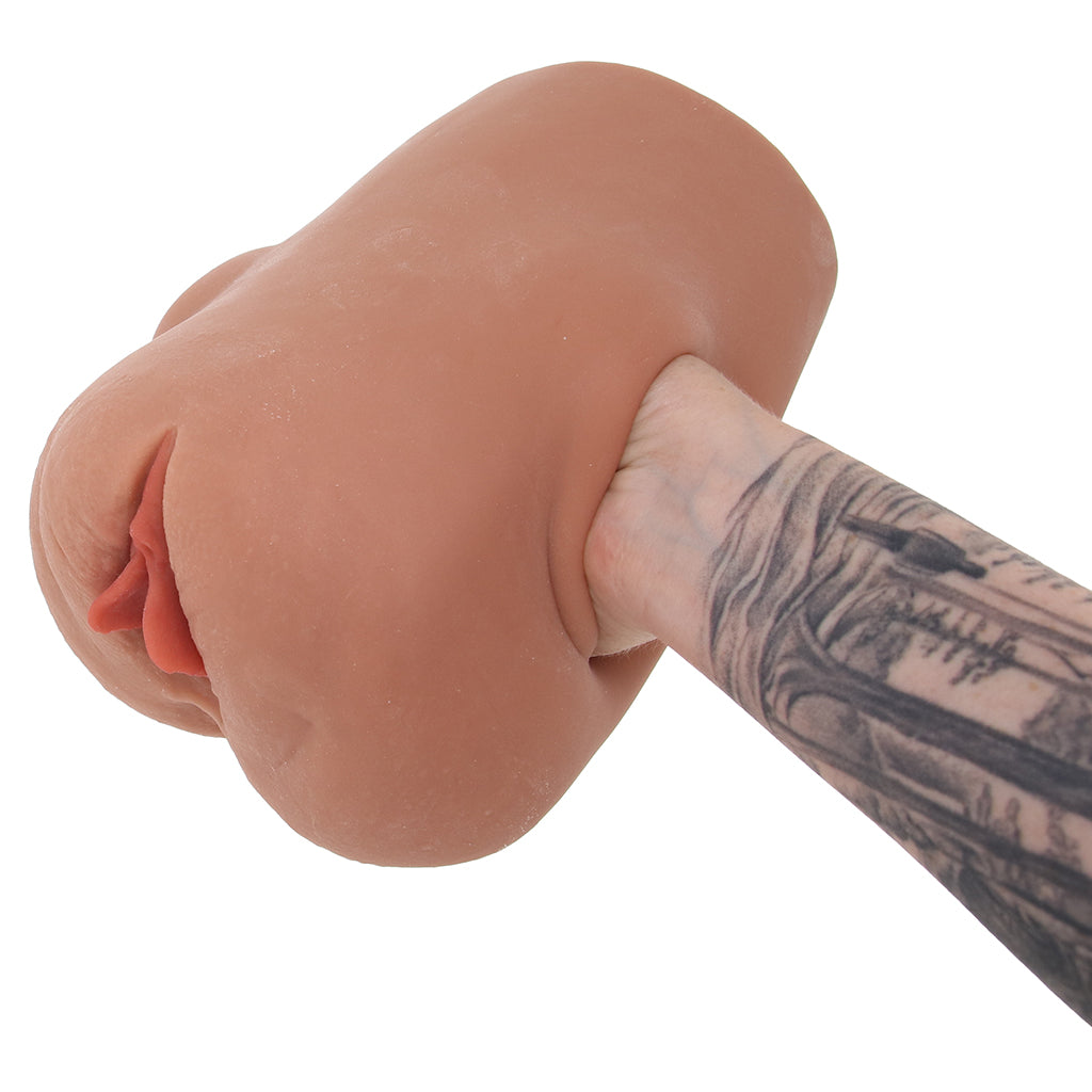 PDX Double Pounder Vibrating Squeeze Stroker in Brown - Tophatter's Adult Sex Toys Online Male Masturbators > Vibrating - Tophatter Daily Deals