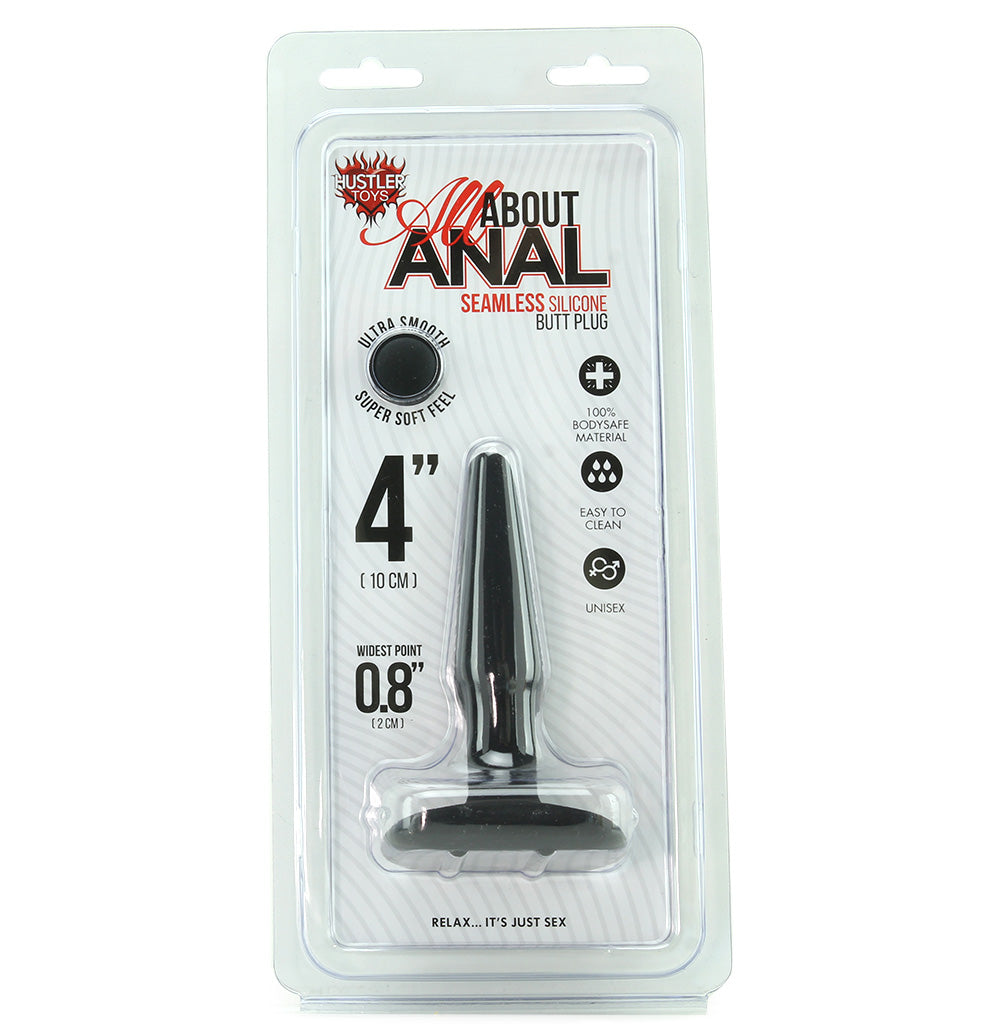 All About Anal Seamless Silicone 4 Inch Butt Plug in Black - Tophatter's Adult Sex Toys Online Anal Sex Toys > Butt Plugs - Tophatter Daily Deals