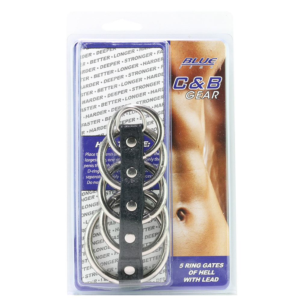 Blue Line 5 Ring Steel Gates of Hell Cock Cage with Lead - Tophatter's Adult Sex Toys Online Bondage and Fetish > Tools & Accessories - Tophatter Daily Deals