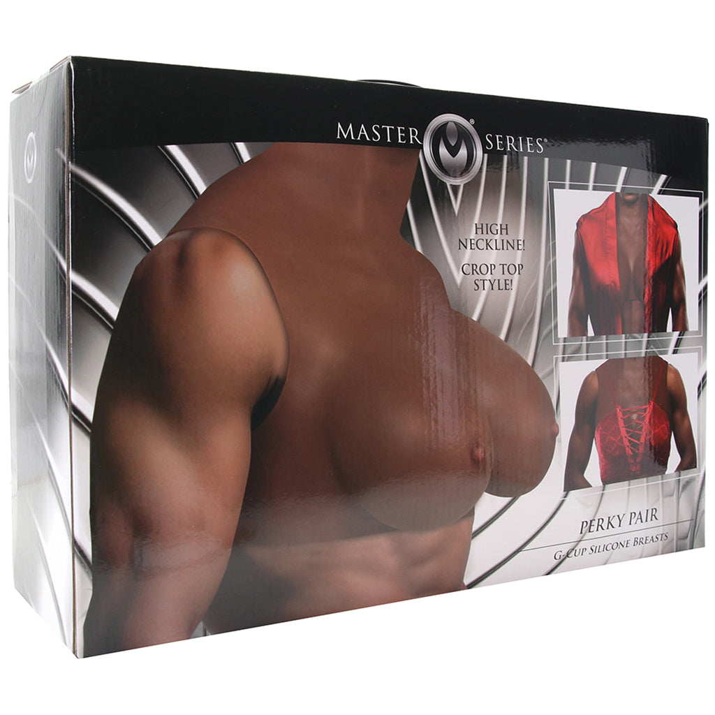 Master Series Perky Pair G-Cup Silicone Breasts in Dark - Tophatter's Adult Sex Toys Online Sexual Wellness > Gender Expression and Affirmation - Tophatter Daily Deals
