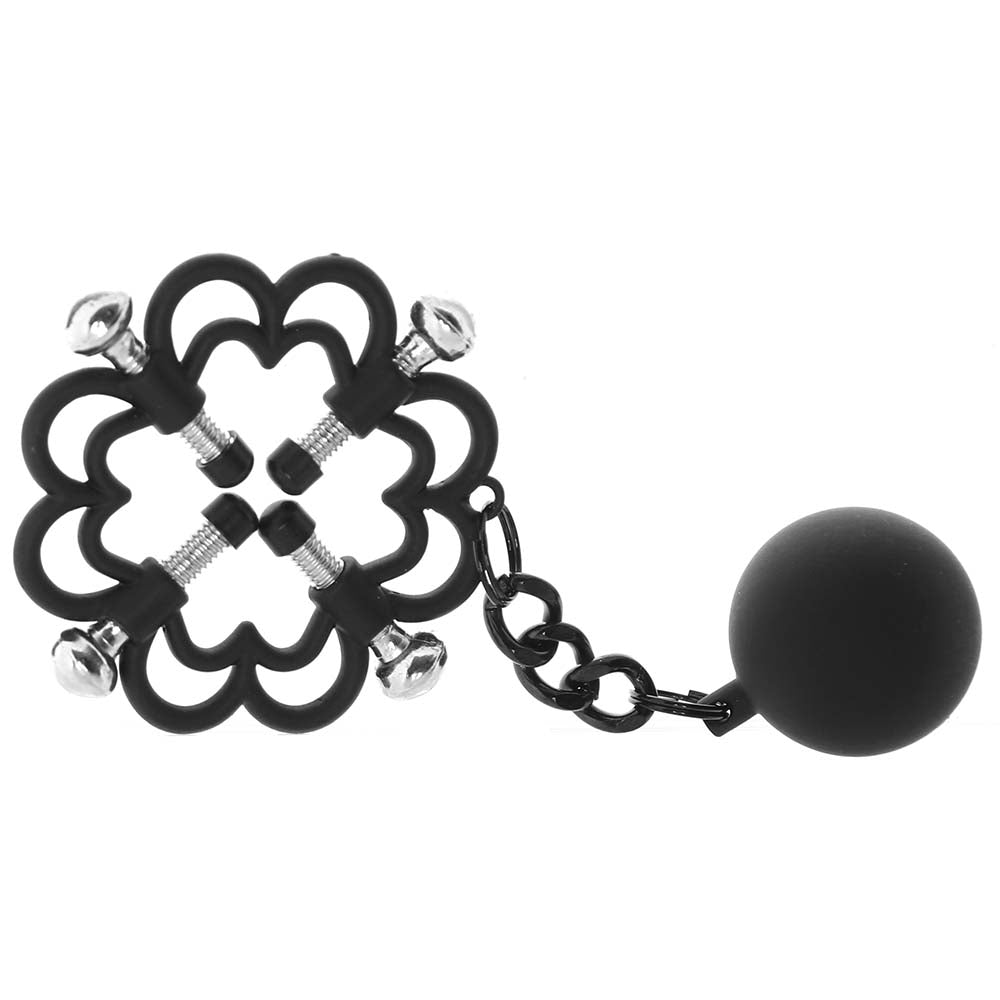 Nipple Grips 4-Point Weighted Nipple Press Clamps in Black - Tophatter's Adult Products Bondage and Fetish > Nipple Stimulators & Clamps - Tophatter Daily Deals