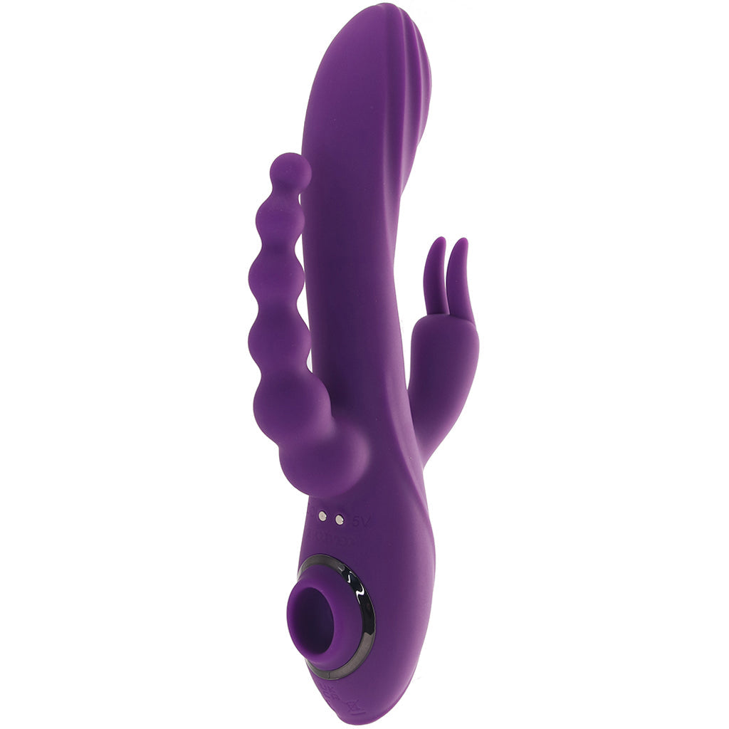 Fourgasm Triple Stimulator Sucking Rabbit Vibe in Purple - Tophatter's Vibrator Deals Online Vibrators > Rabbit Vibrators - Tophatter Daily Deals