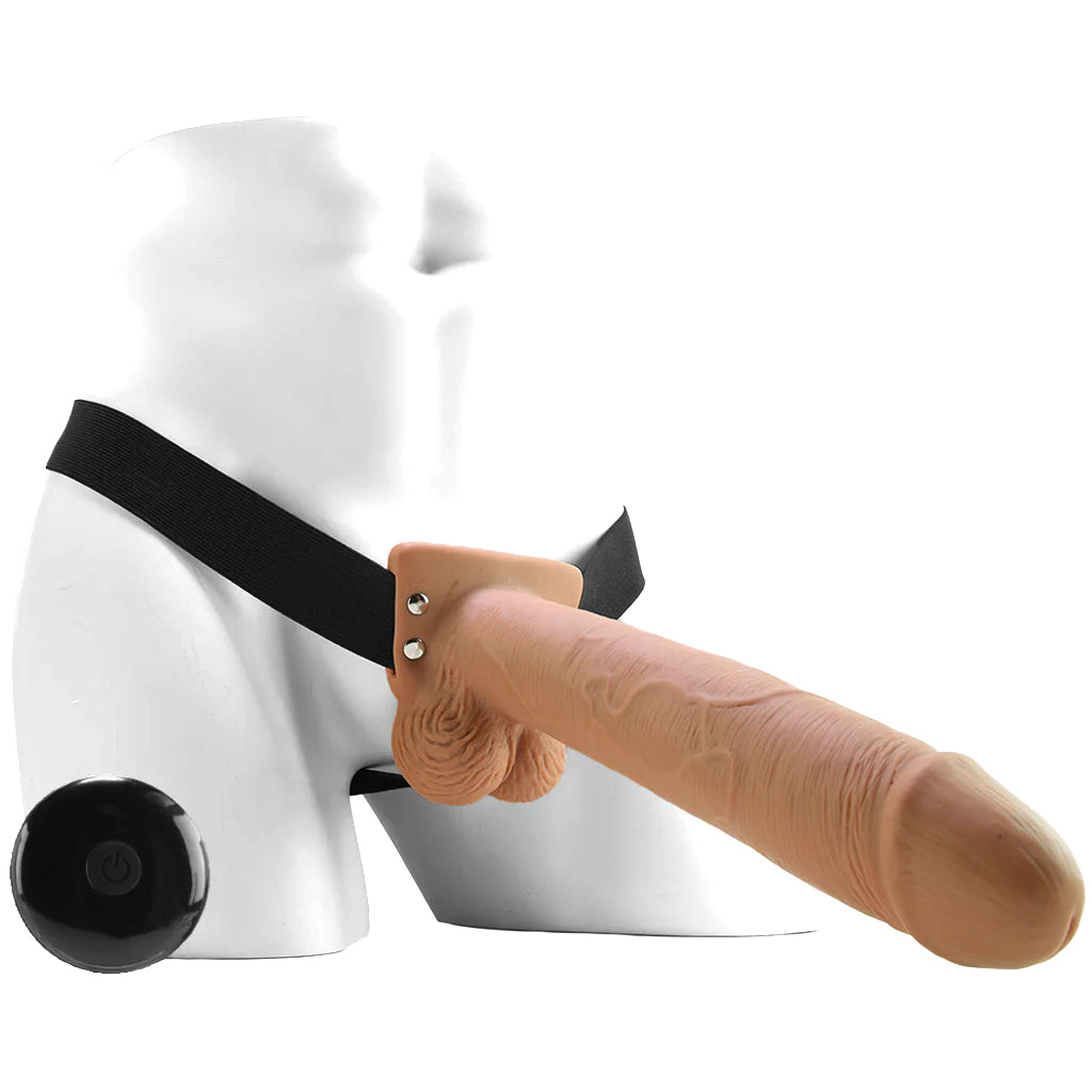 10 Inch Hollow Vibrating Strap-On with Remote in Tan Dildo Sex Toys > Strap-On and Harnesses - Tophatter Daily Deals