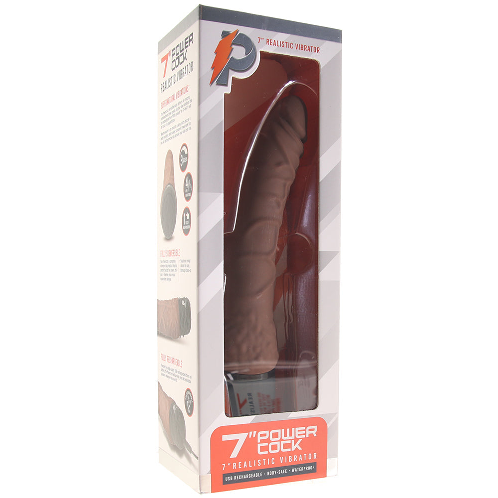 PowerCock 7 Inch Realistic Vibe in Brown Vibrators > Realistic Vibrator Dildos - Tophatter Daily Deals