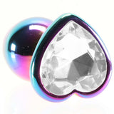 Small Aluminum Plug with Clear Heart Gem in Multicolor Anal Sex Toys > Butt Plugs - Tophatter Daily Deals
