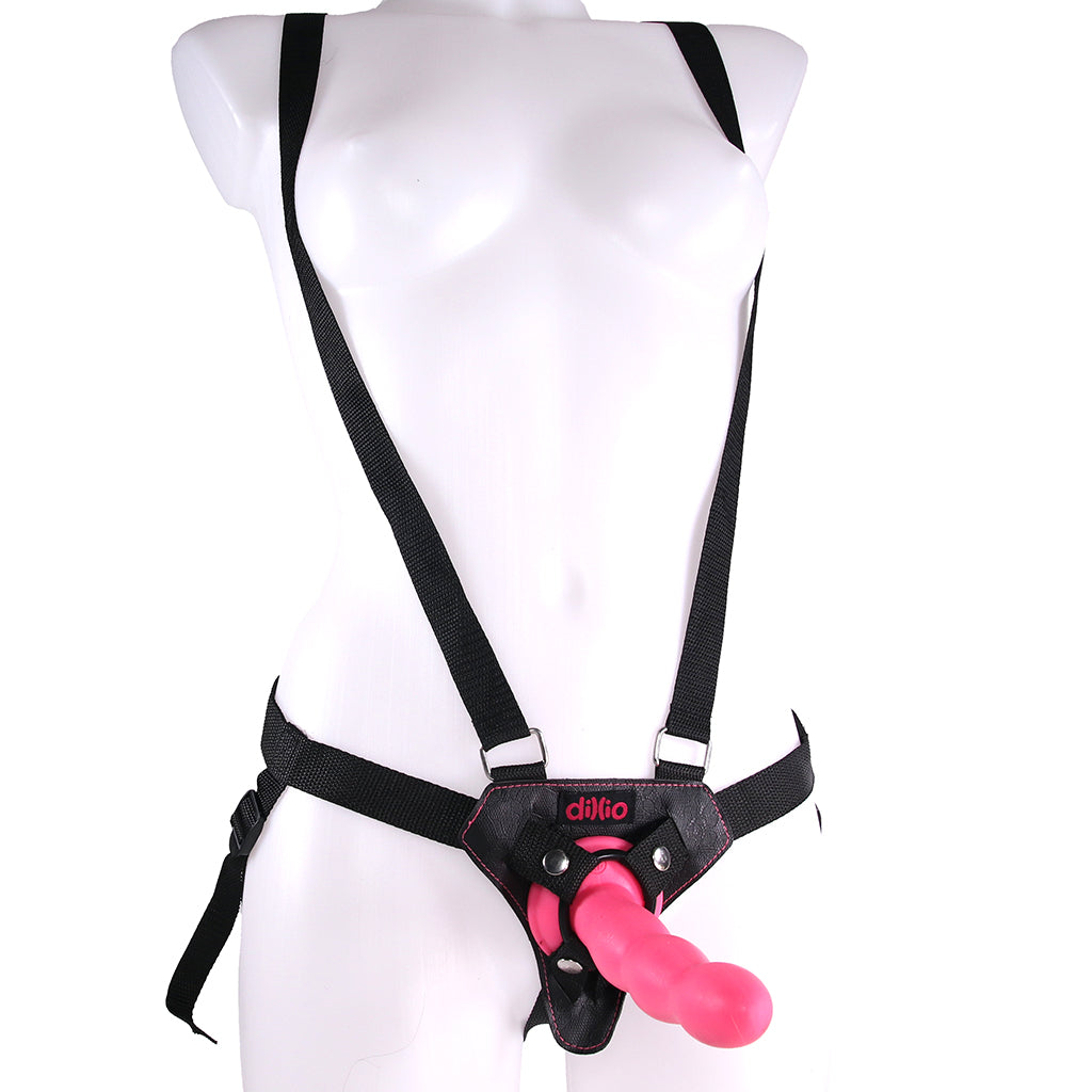Dillio 6 Inch Strap-On Suspender Harness Set in Pink Dildo Sex Toys > Strap-On and Harnesses - Tophatter Daily Deals