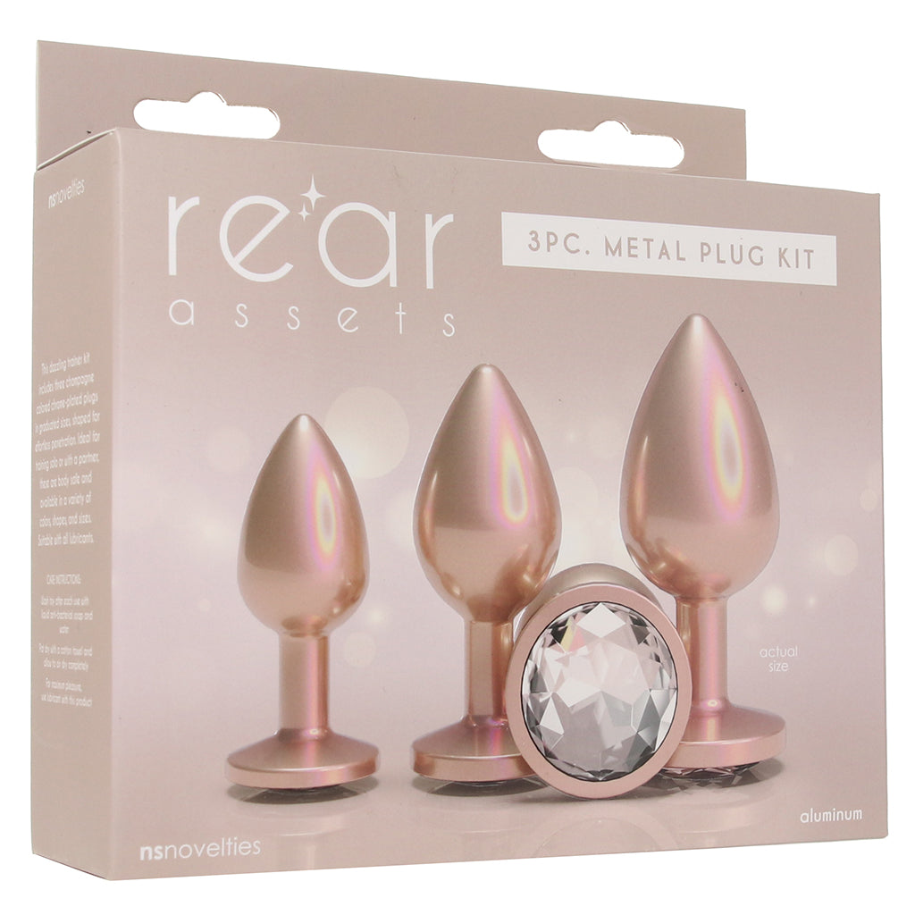 Rear Assets 3 Piece Metal Butt Plug Kit in Champagne Anal Sex Toys > Butt Plugs - Tophatter Daily Deals