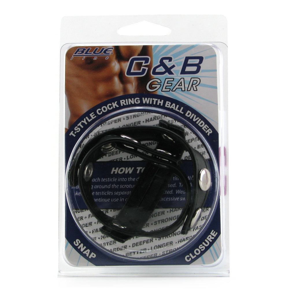 Blue Line T-Style Cock Ring with Ball Divider - Tophatter's Adult Sex Toys Online Bondage and Fetish > Cock and Ball Devices - Tophatter Daily Deals