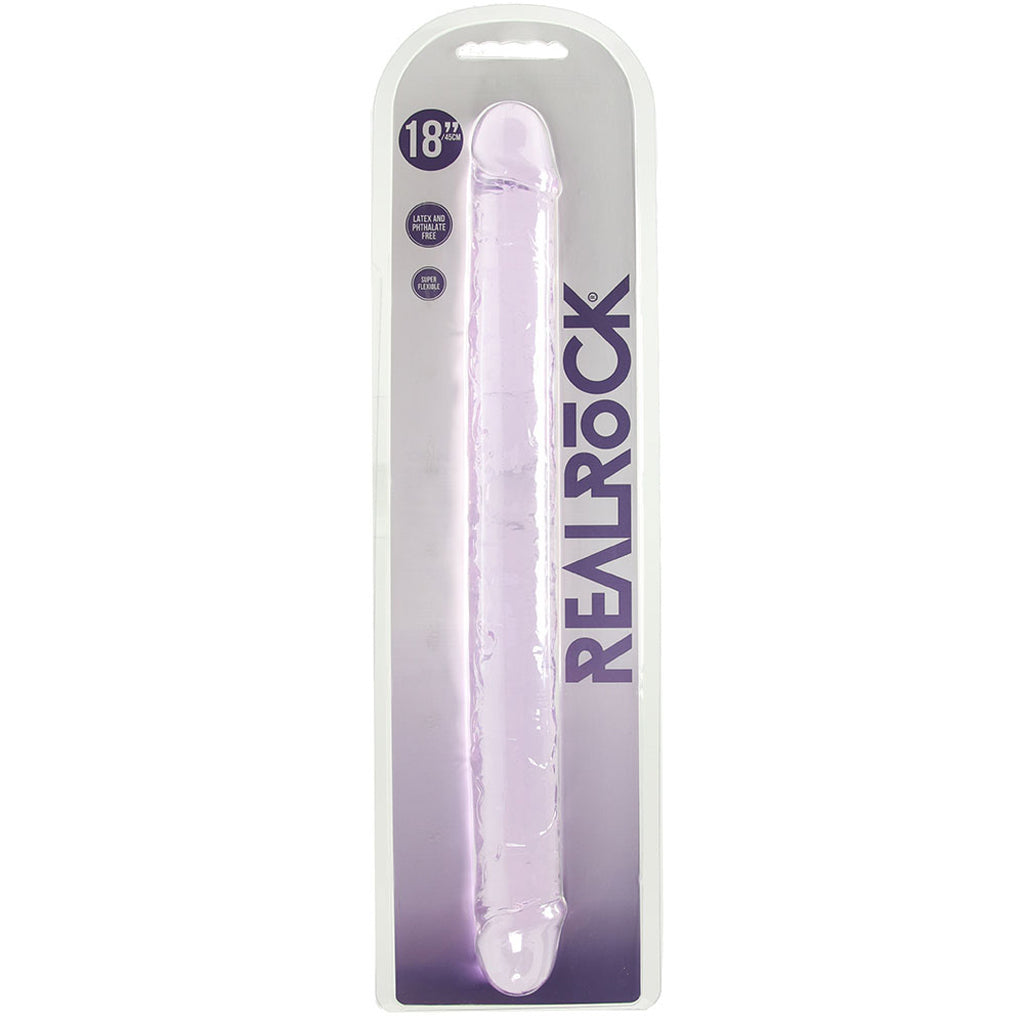 RealRock Crystal Clear Jelly 18 Inch Double Dildo in Purple - Tophatter's Adult Products Dildo Sex Toys > Double Ended Dildos - Tophatter Daily Deals