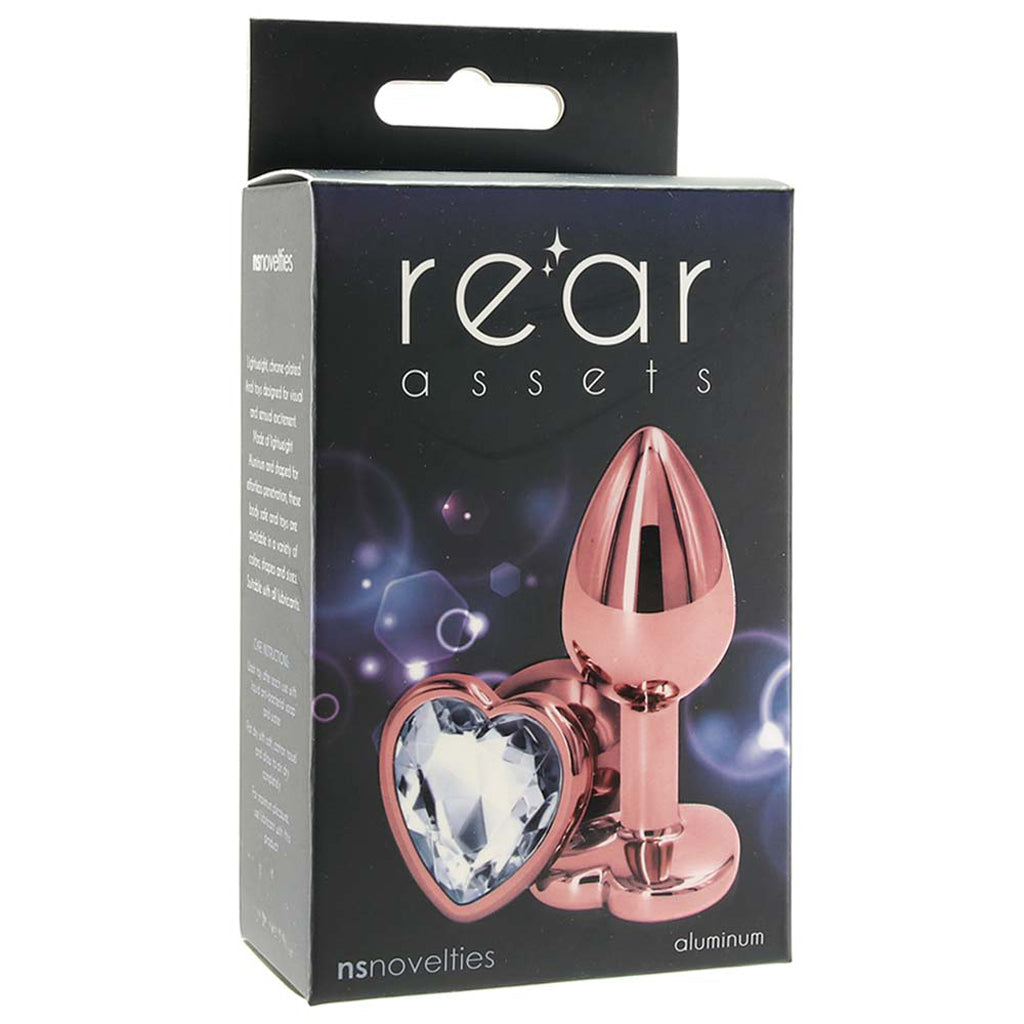 Small Aluminum Plug with Clear Heart Gem in Rose Gold - Tophatter's Adult Products Anal Sex Toys > Butt Plugs - Tophatter Daily Deals