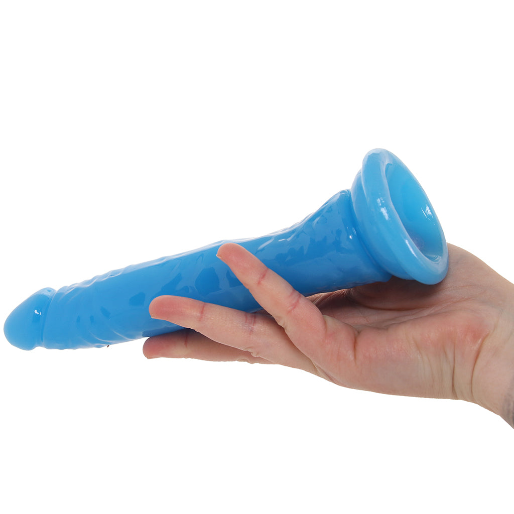 RealRock 8 Inch Glow-in-the-Dark Slim Dildo in Blue Dildo Sex Toys > Realistic Dildos - Tophatter Daily Deals