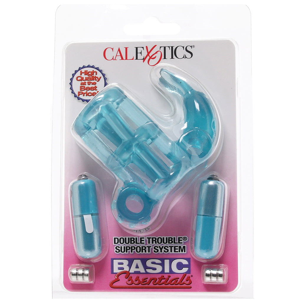 Double Trouble Vibrating Support System in Blue Cock Rings - Tophatter Daily Deals