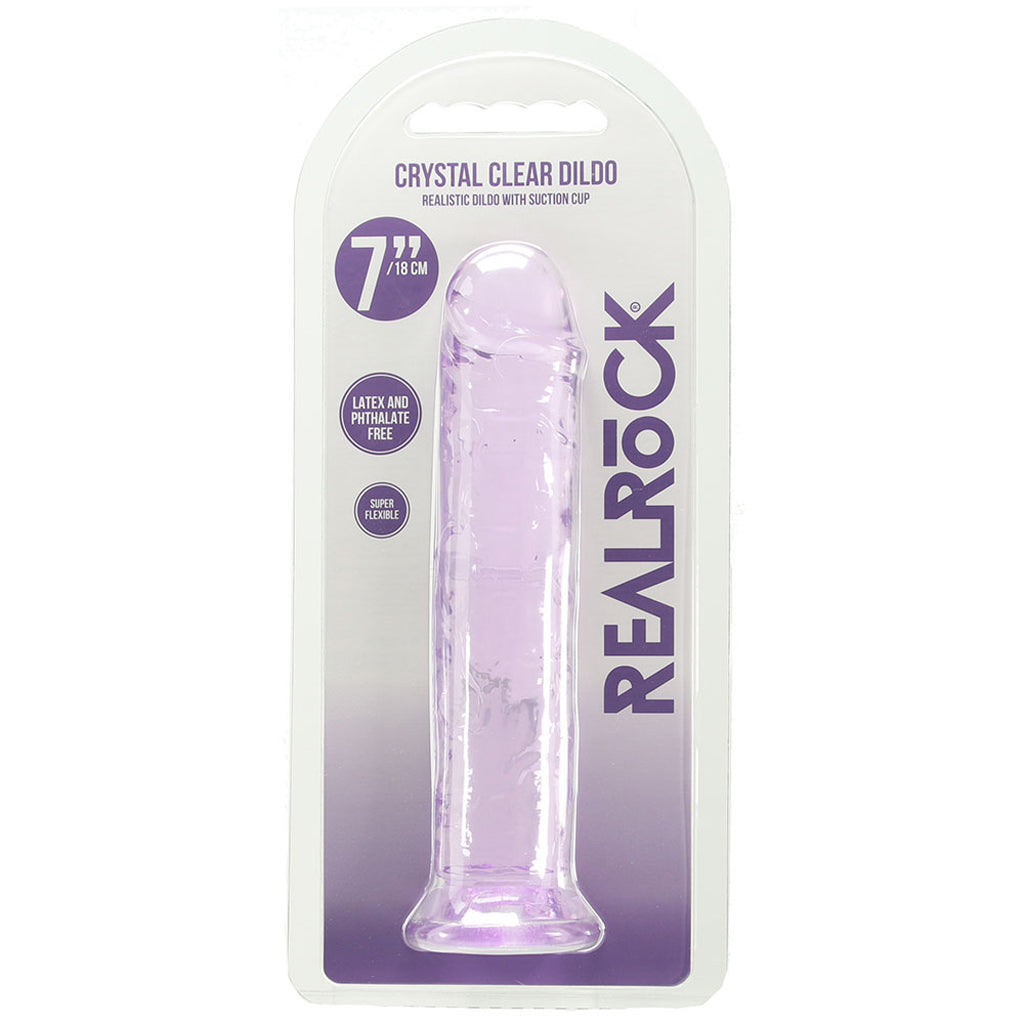 RealRock Crystal Clear Jelly 7 Inch Dildo in Purple - Tophatter's Adult Products Dildo Sex Toys > Realistic Dildos - Tophatter Daily Deals