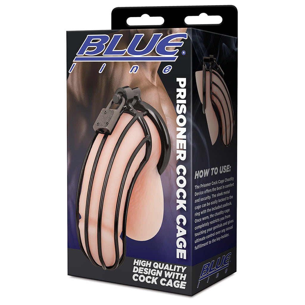 Blue Line Prisoner Cock Cage in Black - Tophatter's Adult Products Bondage and Fetish > Cock and Ball Devices - Tophatter Daily Deals