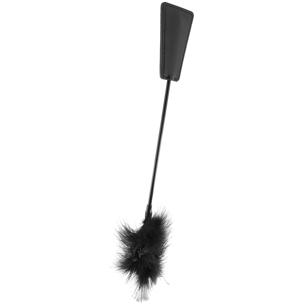 Black & White Crop with Feather Tickler Bondage and Fetish > Whips and Crops - Tophatter Daily Deals