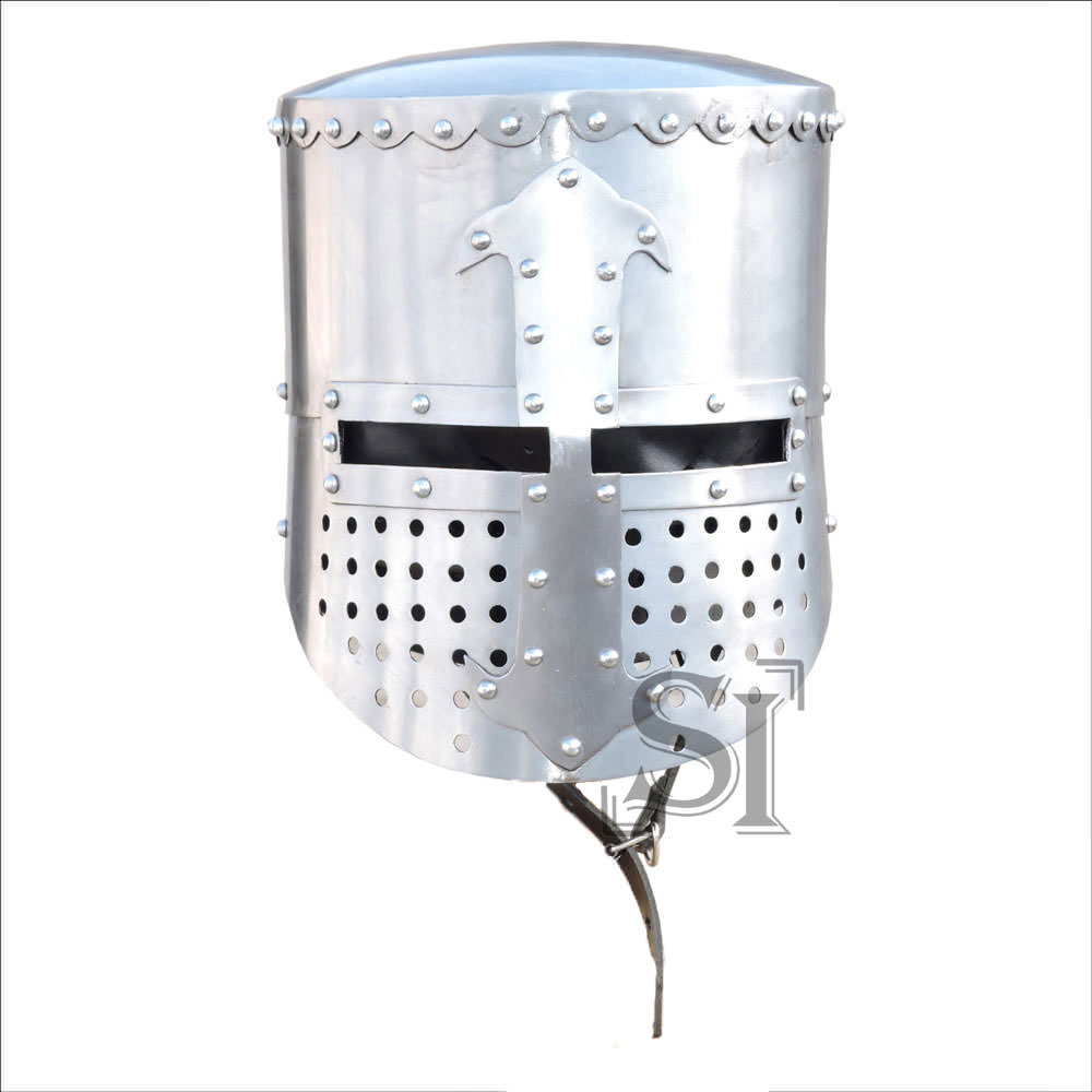 Flat Top Crusader Knight Helmet - Tophatter's Guns'N'Weapons Store - FREE SHIPPING Collectible Weapons - Tophatter Daily Deals
