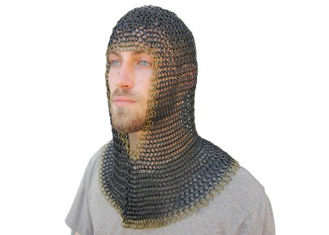 Medieval V Brass Face Mild Steel Chainmail Coif Armor historical period - Tophatter Daily Deals