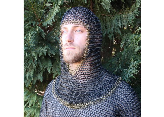 Medieval V Brass Face Mild Steel Chainmail Coif Armor historical period - Tophatter Daily Deals