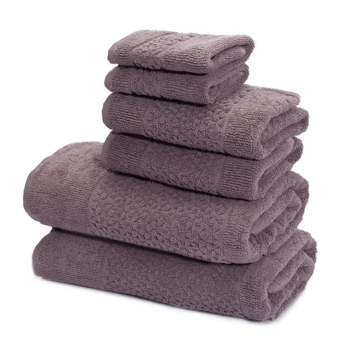 Mei-Tal Turkish Cotton Jacquard Towel Set of 6 Grey Bath Towel - Tophatter Daily Deals