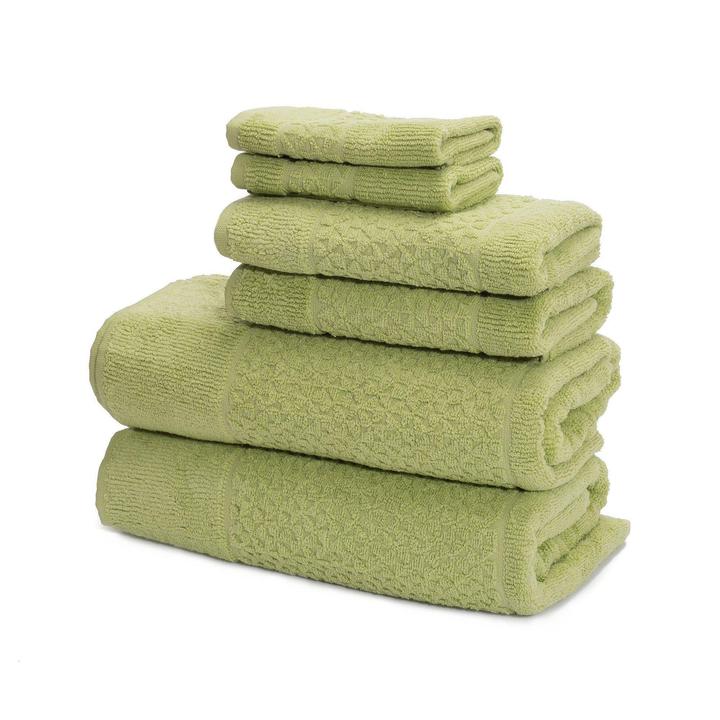 Mei-Tal Turkish Cotton Jacquard Towel Set of 6 Green Bath Towel - Tophatter Daily Deals