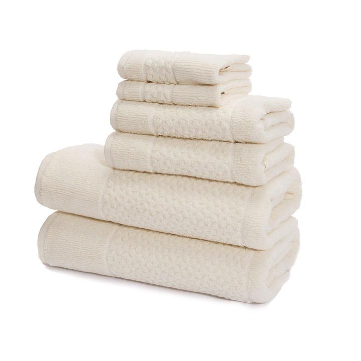 Mei-Tal Turkish Cotton Jacquard Towel Set of 6 Ivory Bath Towel - Tophatter Daily Deals