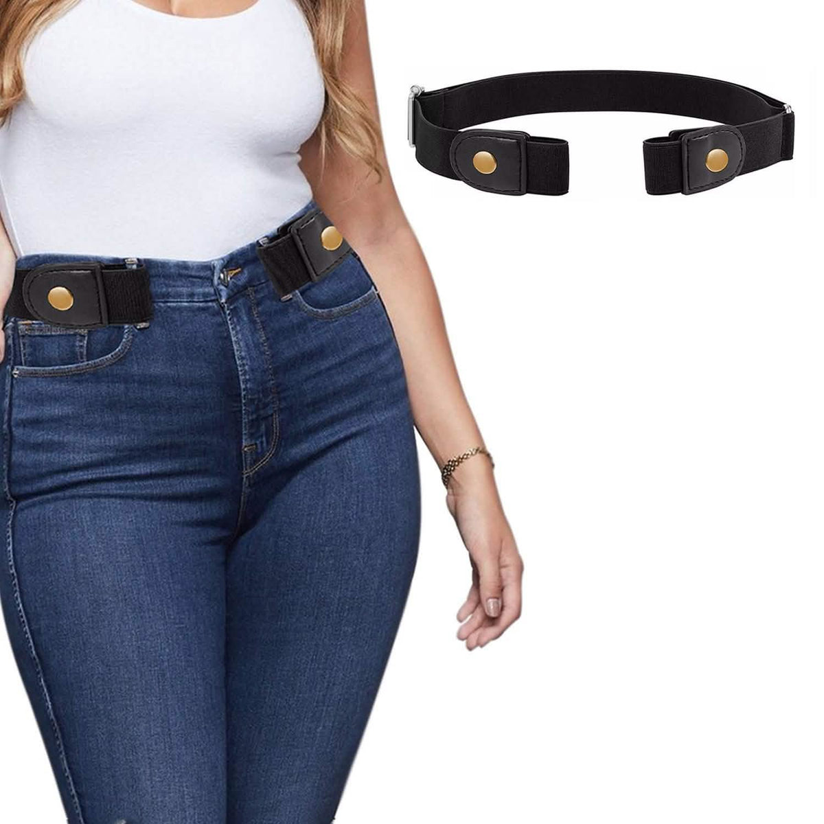 Men And Women's Buckle Free Adjustable Stretch Belts Black Belts & Ties - Tophatter Daily Deals