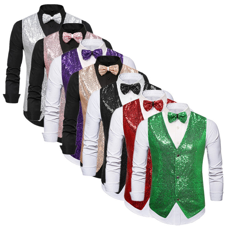 Men Ball Party Stage Sequins Suit Vest Men Blazer - Tophatter Daily Deals
