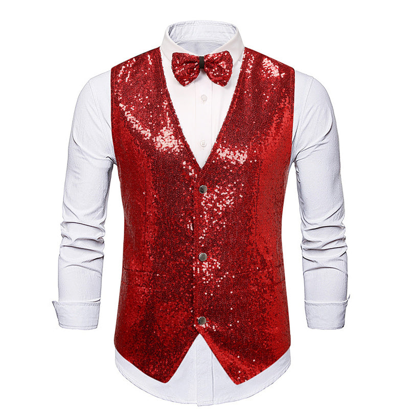 Men Ball Party Stage Sequins Suit Vest Men Blazer - Tophatter Daily Deals