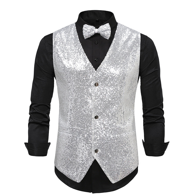 Men Ball Party Stage Sequins Suit Vest Men Blazer - Tophatter Daily Deals