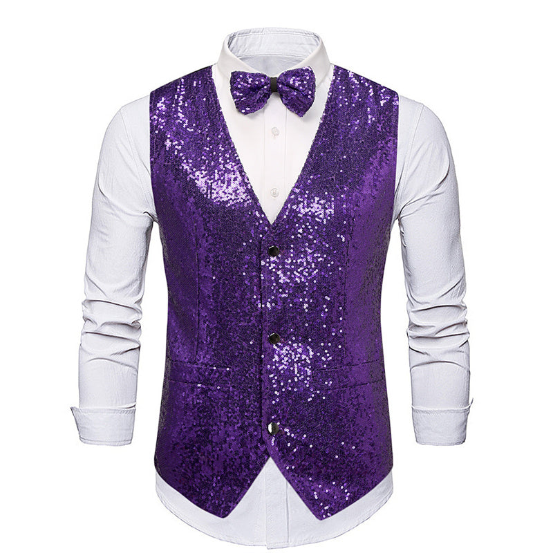 Men Ball Party Stage Sequins Suit Vest Men Blazer - Tophatter Daily Deals