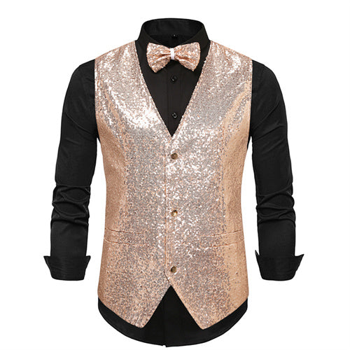 Men Ball Party Stage Sequins Suit Vest Champagne Men Blazer - Tophatter Daily Deals