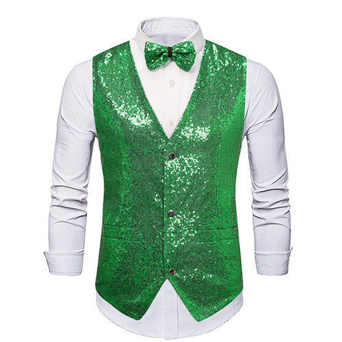 Men Ball Party Stage Sequins Suit Vest Green Men Blazer - Tophatter Daily Deals
