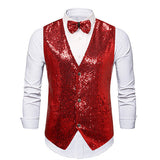 Men Ball Party Stage Sequins Suit Vest Red Men Blazer - Tophatter Daily Deals