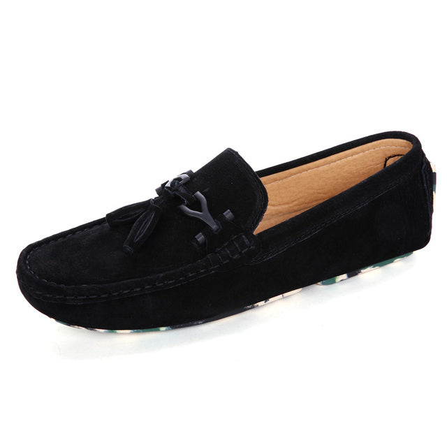 Men Loafers Suede Leather Summer Shoes Black Loafers - Tophatter Daily Deals