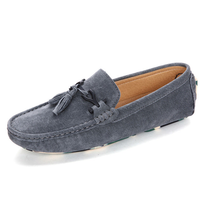 Men Loafers Suede Leather Summer Shoes Grey Loafers - Tophatter Daily Deals